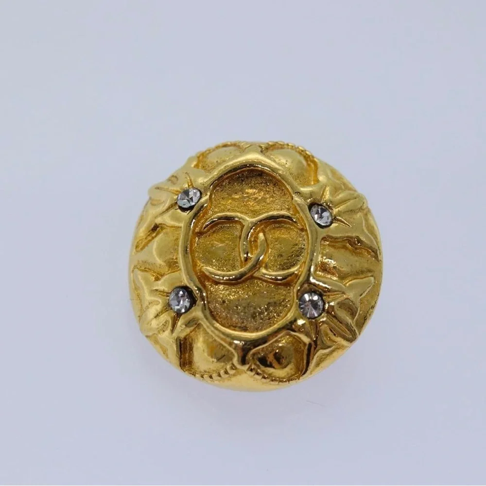CHANEL Gold Circle 24 karat gold plated Clip On Earrings with the box and tag